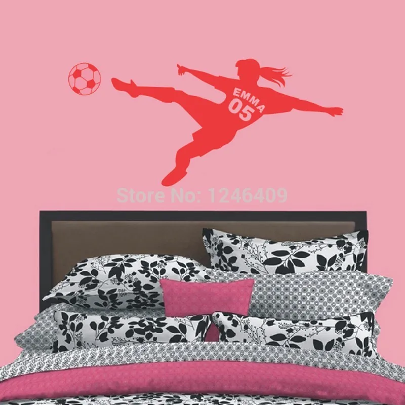 

Charming Personalized Name & Number Football Soccer Ball Vinyl Wall Decals Poster Art Wall Stickers for Kids Girls Rooms