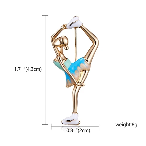 Rinhoo, эмаль, художественная гимнастика, балетная танцовщица, Женская Брошь, заколка, подарок на год, балетная танцовщица, милая идеальная Ювелирная брошь, булавки - Окраска металла: 14