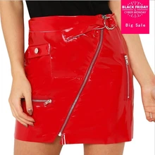 Европейский стиль, новые сексуальные юбки из искусственной кожи для женщин, мини юбки из искусственной кожи на молнии с фальш-карманами, женские леггинсы gx332