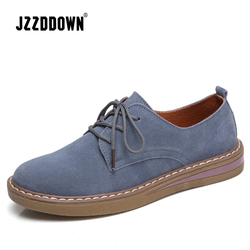 Женские туфли оксфорды из коровьей замши на плоской подошве; весенние ...