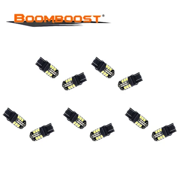 

10Pcs DC12V Reverse Turn signal LED bulb Error Free 5050 W21/5W Reversing Light Canbu 27SMD 5050 White Car Lamp 27 SMD