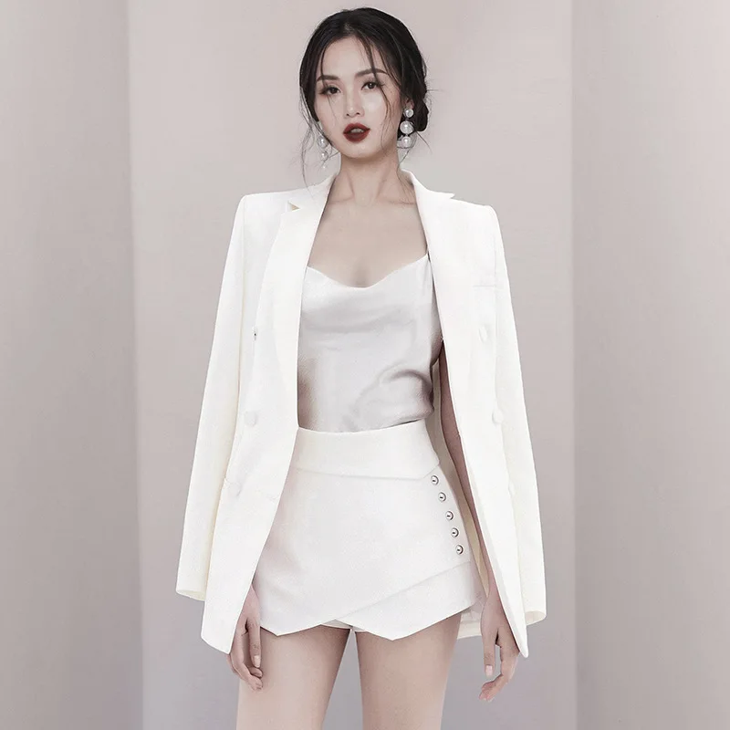 

Fashion Suit Skirt Women Spring 2019 New Kind of Female Decoration Bodice Clothes Received Waist Short Skirt Two-piece Suit