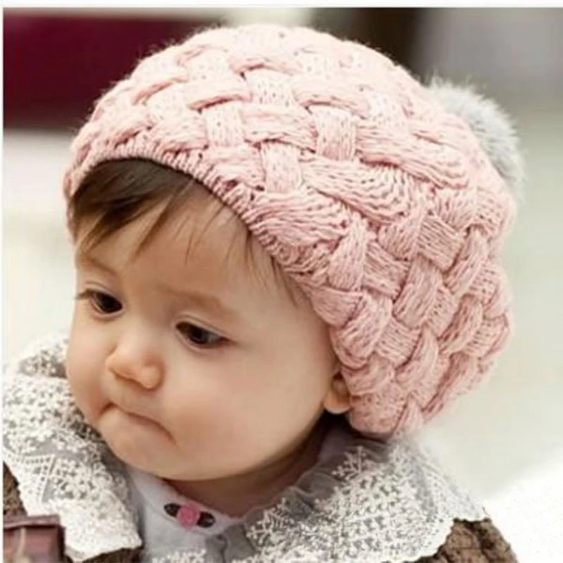 Joli Bonnet En Crochet Pour Bebe Fille 4 Couleurs Bonnet Tricote Avec Haut En Fourrure Accessoires Adaptes Pour Enfants Beret Chaud Pour L Hiver Aliexpress