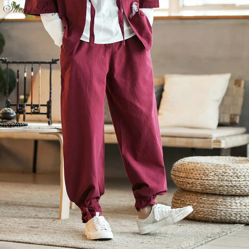 Wushu льняная одежда брюки мужские костюмы восточные мужские брюки льняная традиционная азиатская одежда мужская одежда 2019 Q785