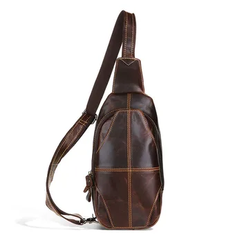 

BOLEKE New Crazy horse Leather Sling Chest Back Pack Travel Trend Day Pack Messenger Shoulder Cross Body Bag