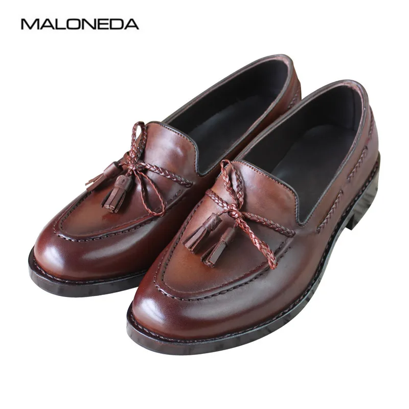 

MALONEDA Bespoke Handmade Men's Tassel Casual Shoes Genuine Leather Comfortable Slip On Loafers With Goodyear Welted