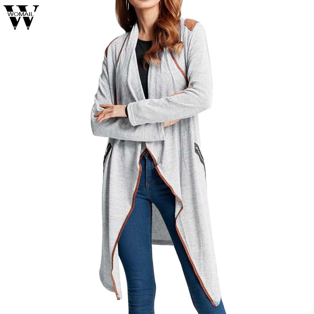 

WOMAIL New Fashion Hot Selling Solid Women Autumn Spring Solid Knitted Casual Long Sleeve Tops Cardigan Outwear Plus Size N6