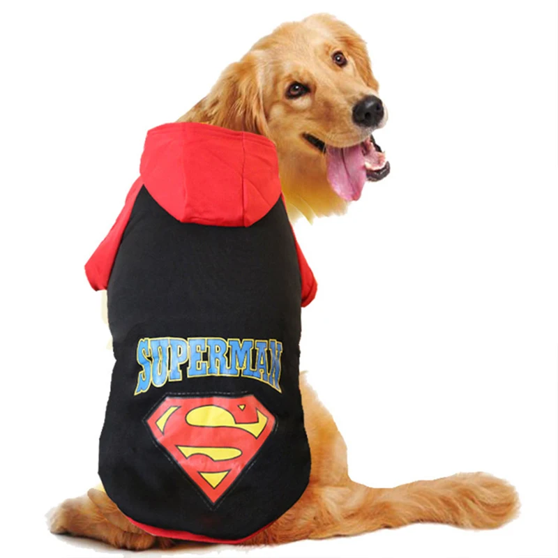 Одежда для больших собак, пальто для бульдога, питбуля, куртка, зимняя теплая одежда для больших собак, хлопковые Толстовки для собак, одежда для домашних животных - Цвет: Superman Black
