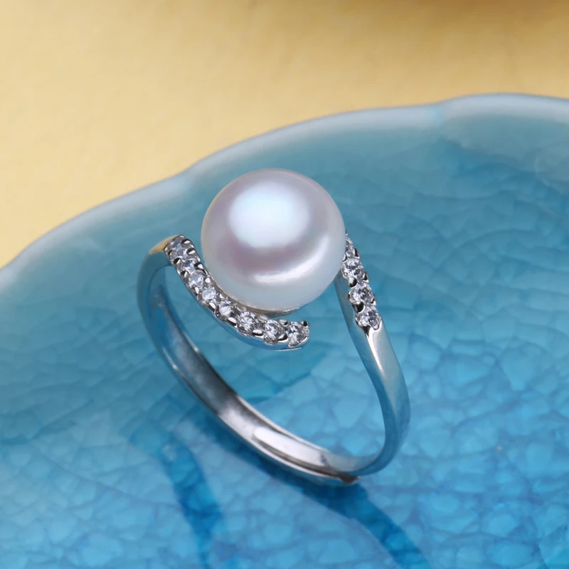 

FENASY Pearl Jewelry Natural Pearl rings retro Freshwater Pearl 925 Sterling Silver Geometric Rings For Women With Nice Gift Box