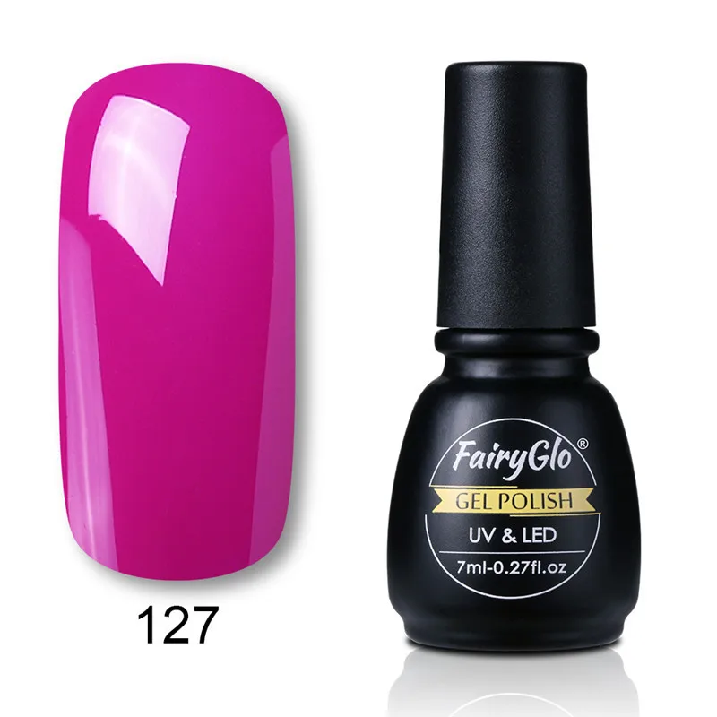 FairyGlo 7 мл УФ-гель для ногтей, эмаль, СВЕТОДИОДНЫЙ УФ-лампа, отмачиваемый Гель-лак, Полупостоянный лак, счастливый Гибридный лак - Цвет: 127