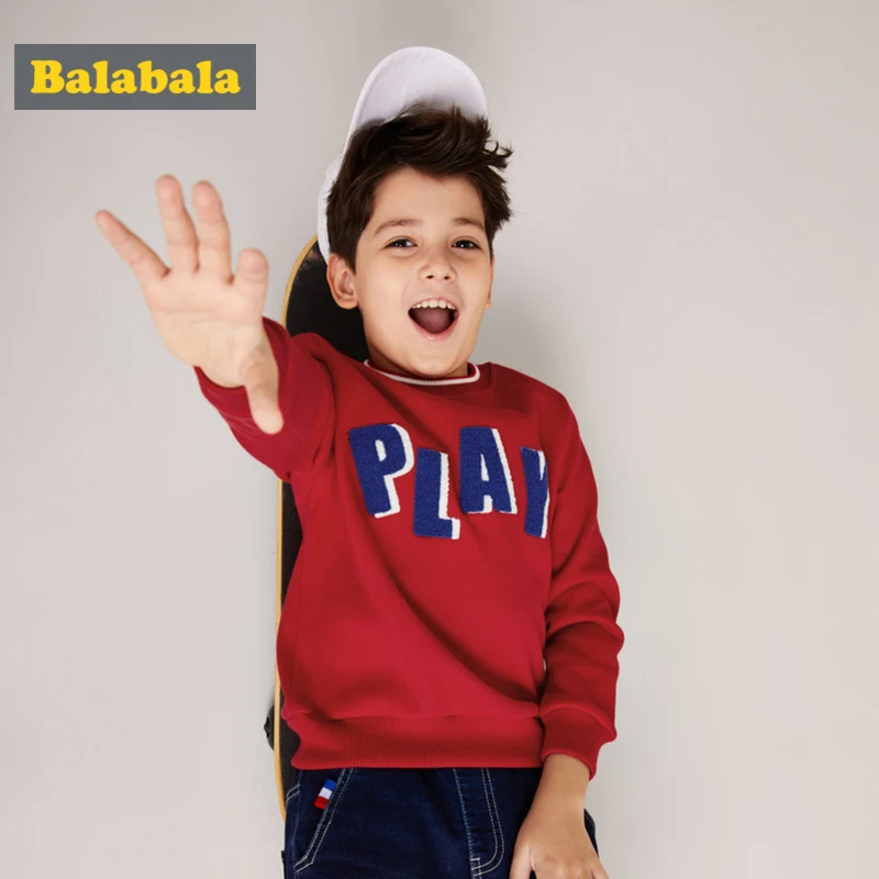 

Balabala Boy Waffled Crewneck sweater with Embroidery Teenage Boy Pull-over sweater Ribbing Neckline Cuff and Hem
