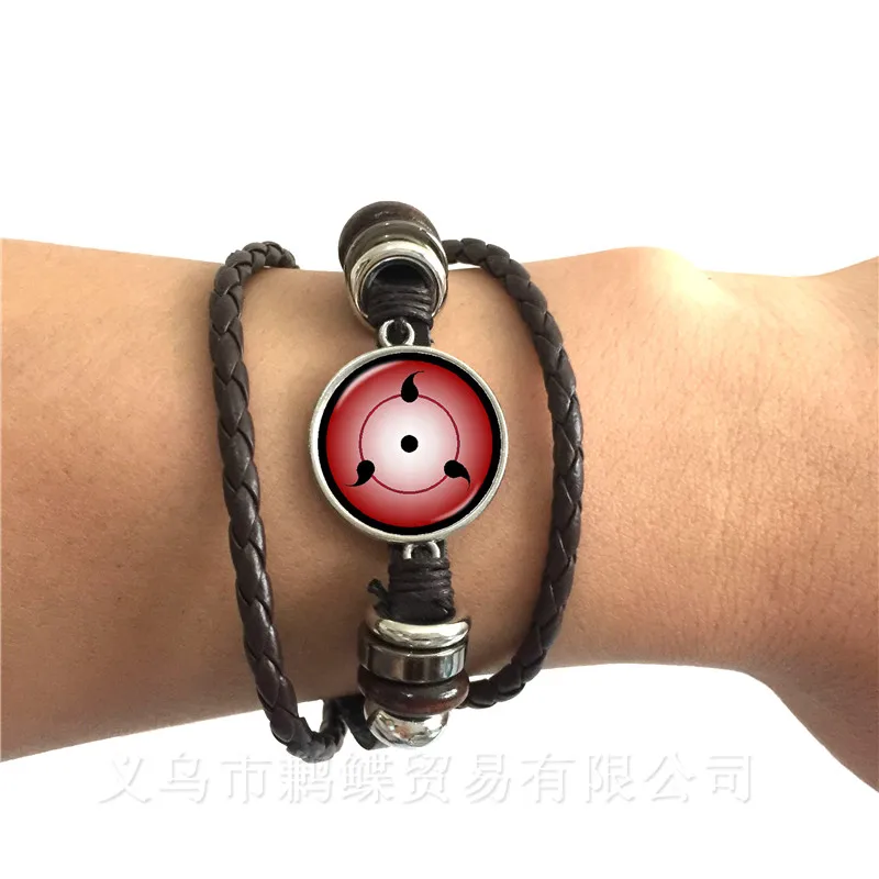 Японский браслет Uzumaki Наруто Uchiha сасуке Шаринган ювелирные изделия из кожи