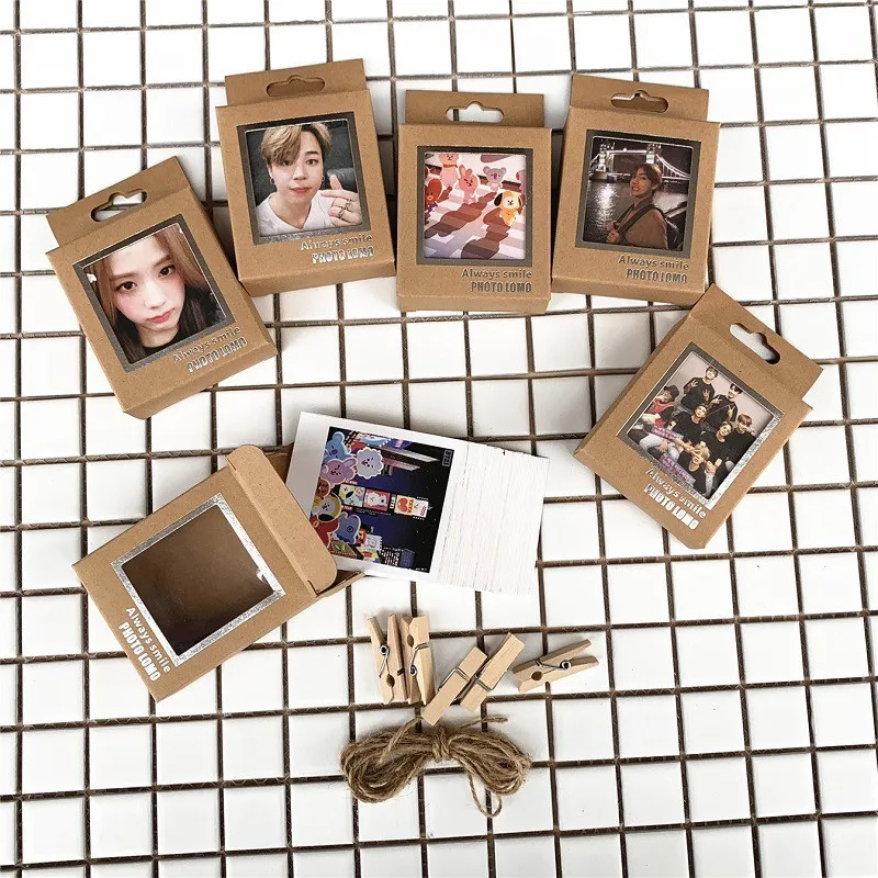

Kpop BTS Bangtan Boys LOMO Cards BLACKPINK Photo Cards LOMO 40Pcs Small Cards With Clips and Rope