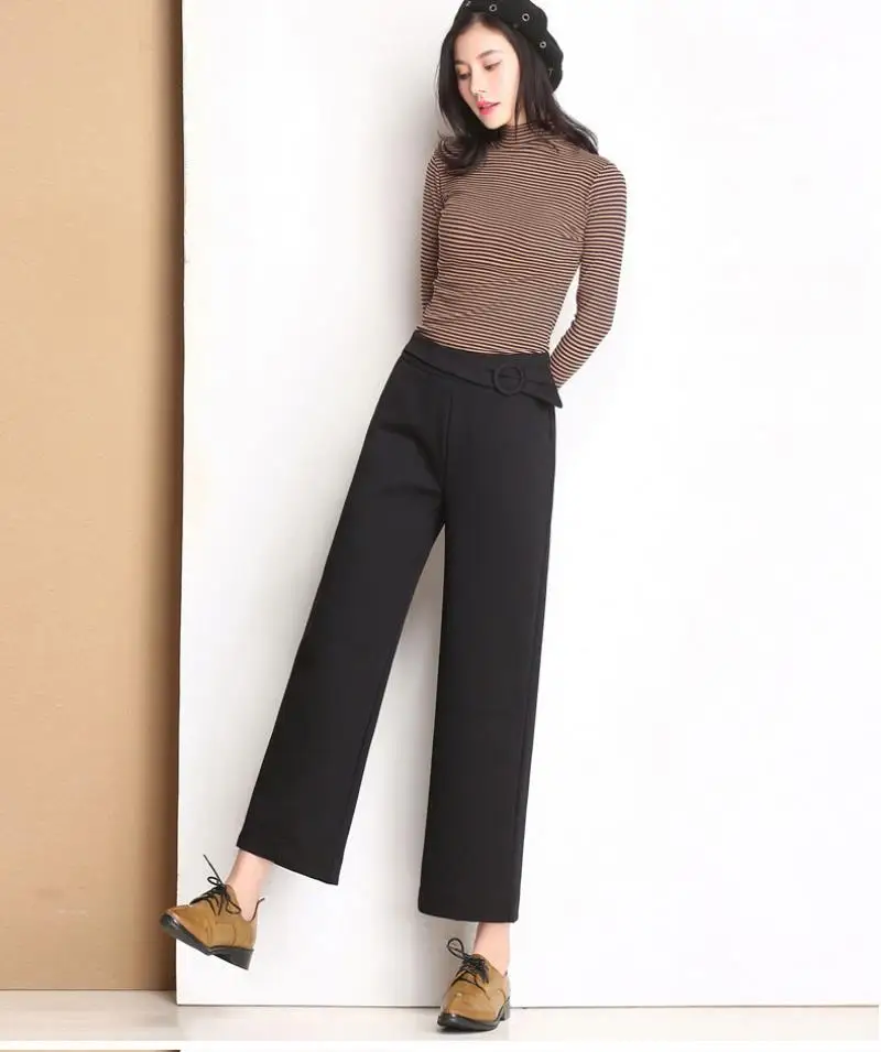 New 2 colors sexy high waist ninth pants bow elastic waist loose women's casual pants