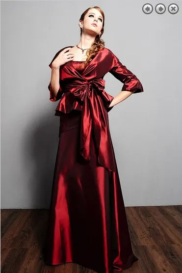 

free shipping hot new design maxi taffeta 2014 formal evening vestidos formales long Mother of the Bride Dresses with jacket