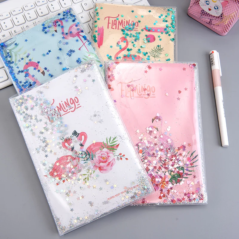 

"Shining Flamingo" Cute Monthly Weekly Planner Agenda Diary Journal Notebook PVC Cover Water Sequins Inside