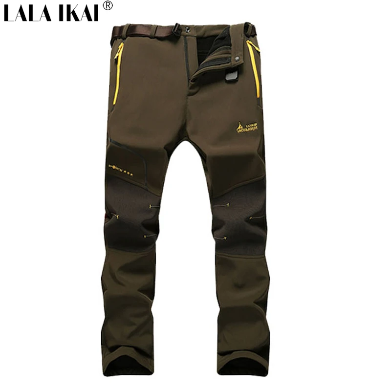 Buy Softshell Pants Men Thermal Fleece Outdoor Sport Waterproof Pants Male