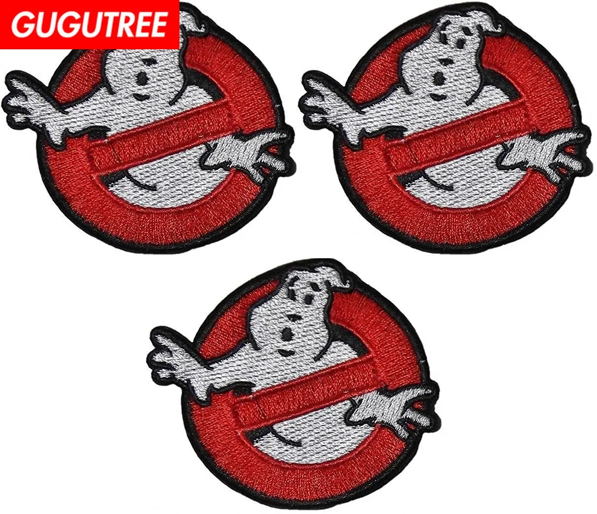 

GUGUTREE embroidery HOOK&LOOP Ghostbuster patches ghost patches badges applique patches for clothing AD-195