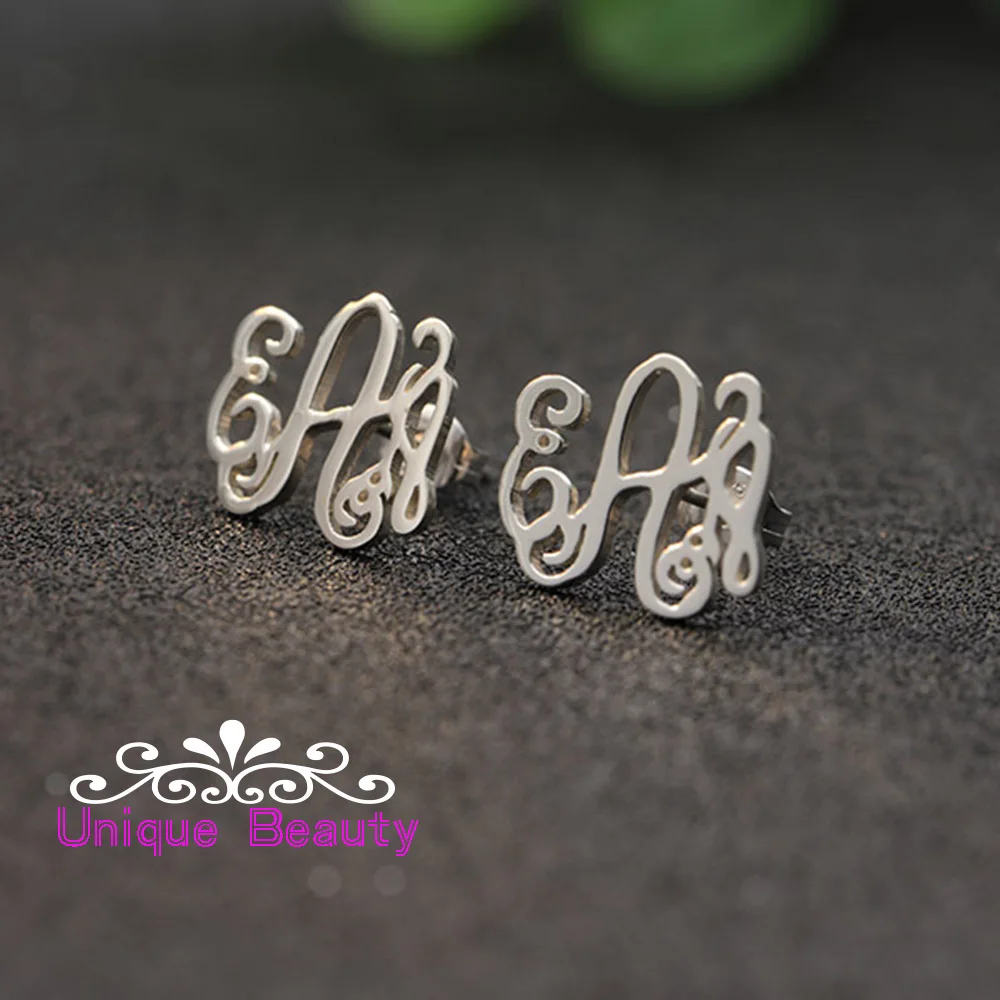 Personalized Monogram 3 Initals Earrings for Women 925 Solid Silver Letters Handmade Earring Anniversary Gift Friends | Украшения и