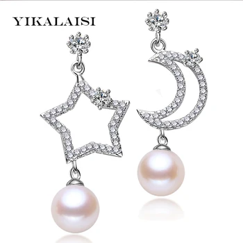 

YIKALAISI 925 Sterling Silver Jewelry NEW 100% Real Freshwater Pearl stud Earrings Round Pearl Jewelry For Women Best Gifts