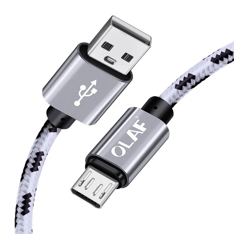 Олаф микро USB кабель 1 м 2 м 3 м Быстрая зарядка для samsung S7 Xiaomi Redmi Note Быстрая зарядка USB ЗУ для мобильного телефона Дата-кабель - Цвет: Серебристый