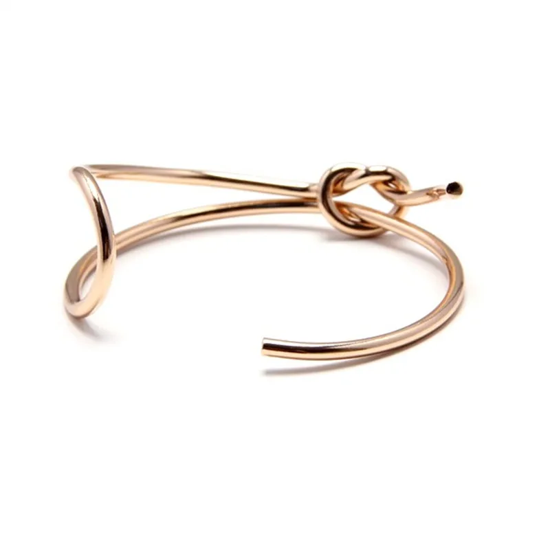 Популярный модный минималистичный дизайнерский браслет с двойной пряжкой и узлом, красивый мужской браслет для девушек - Окраска металла: Золотой цвет
