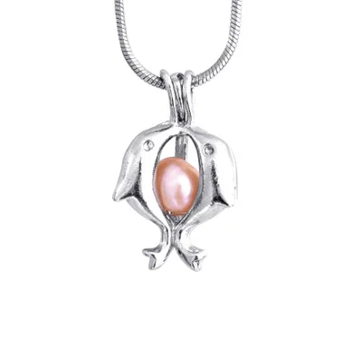 

Hot sale can open and close hollow pearl cage pendant double dolphin (not contain pearls and chains) 2.4x1.4cm