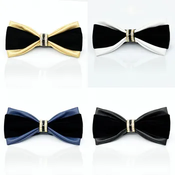 

CityRaider New Leather Self Bow Ties for Men Silk Pre-Tied Tux Bow Tie Burgundy Navy Blue Silver Wedding Tuxedo Glitter Tie C030