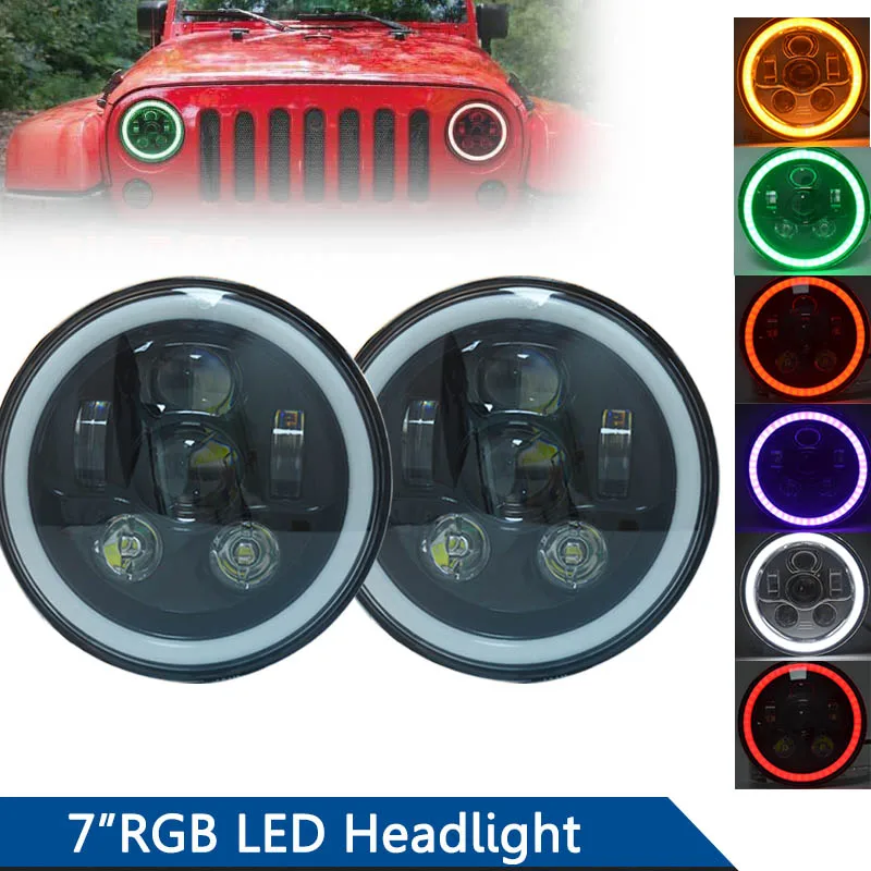 7 &quotголовной светильник из черного хрома sheration Высокий Низкий Луч RGB круглый 883