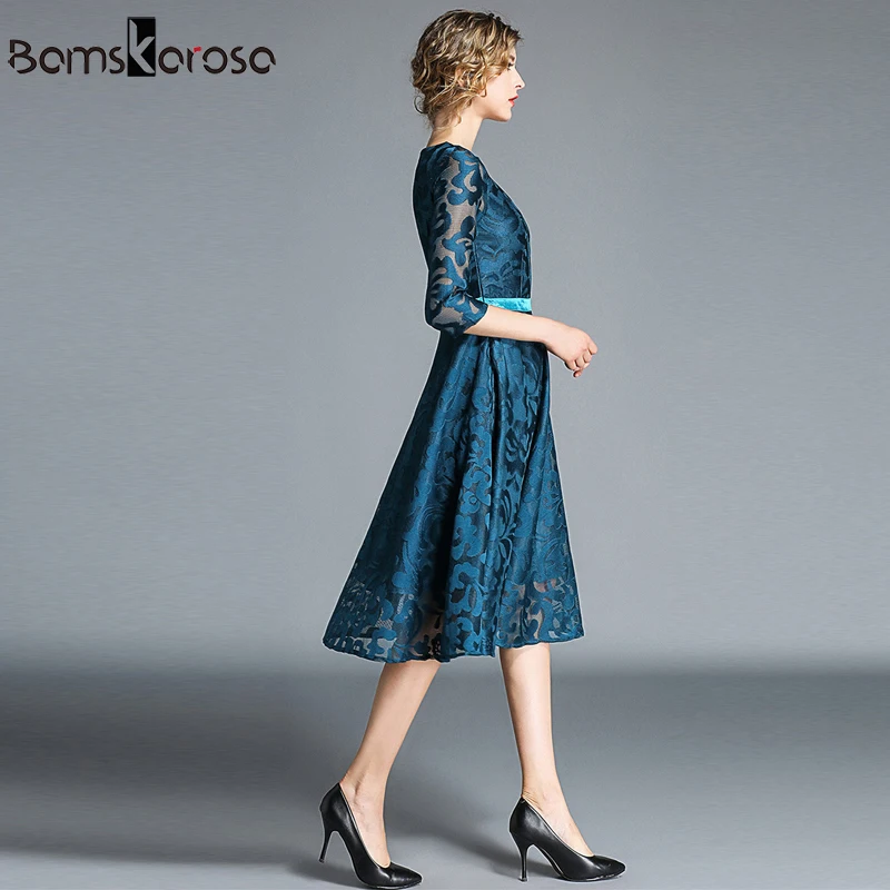 Vestido 2019 осень мода выдалбливают тонкий кружевное платье элегантный elbise Винтаж