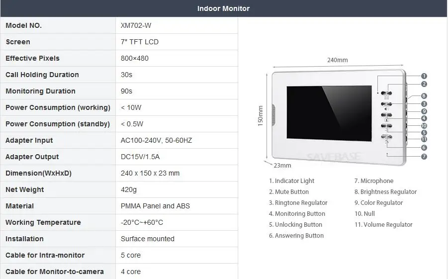 HOMSECUR 7 дюймов видео домофон система с Intra-monitor аудио домофон для квартиры 1 камера+ 2 монитора
