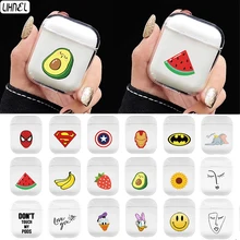 Милый Дейзи Дональд медведь Бэтмен Железный человек Герой Мультфильм авокадо Банан Фрукты Улыбка PC Прозрачный чехол для наушников для Apple Airpods 1 2 сумка