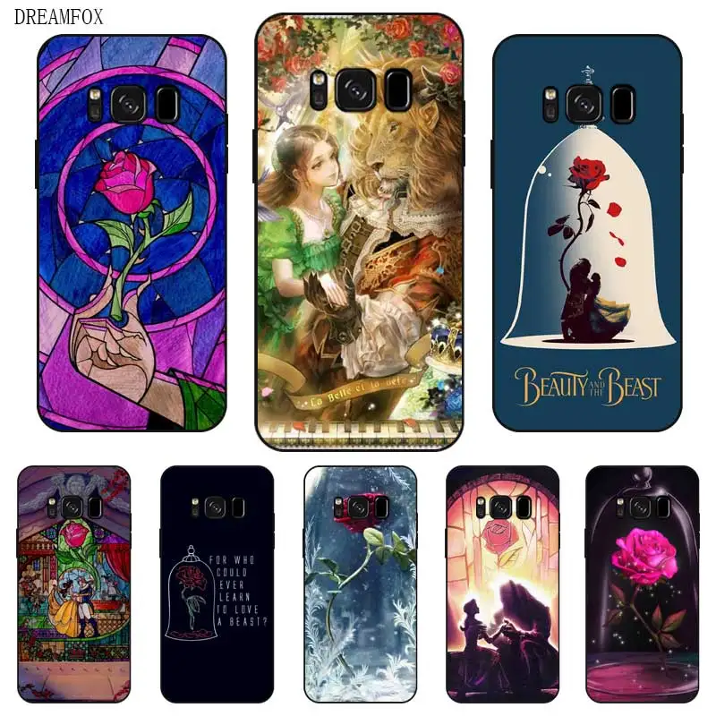 P013 Beauty Beast Rose Black Silicone Case Cover For Samsung Galaxy S5 S6 S7 S8 S9 S10 5G S10E S11 S11E Lite Edge Plus |