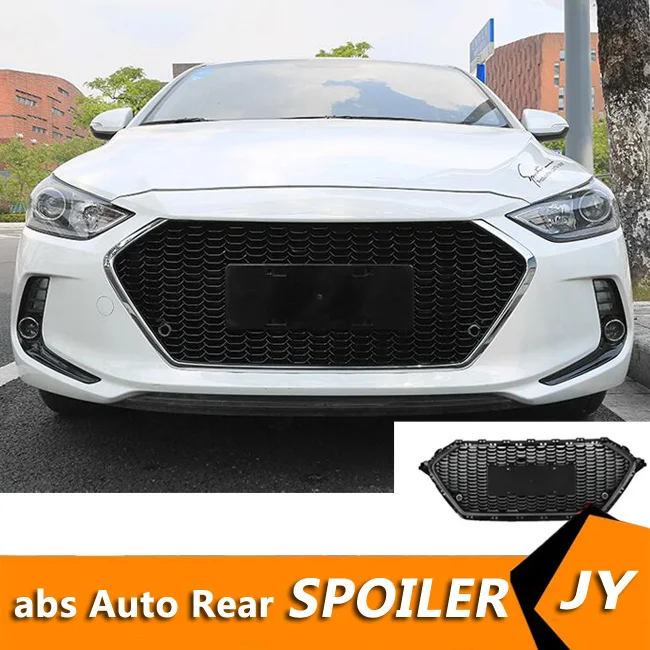 

For Hyundai Elantra 2017-2018 Racing Grills Honeycomb grid Front Racing Grill Grille black Front bumper modified For Elantra