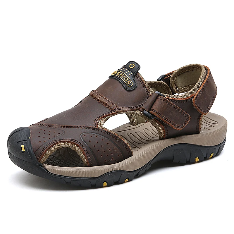

2019 New Men Summer Sandals Genuine Leather Casual Shoes Man Roman Style Beach Sandals Brand Men Summer Shoes Big Size