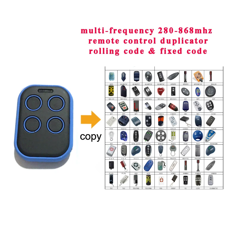 Multy frequency 280-868MHz remote clone universal rolling code transmitter remote