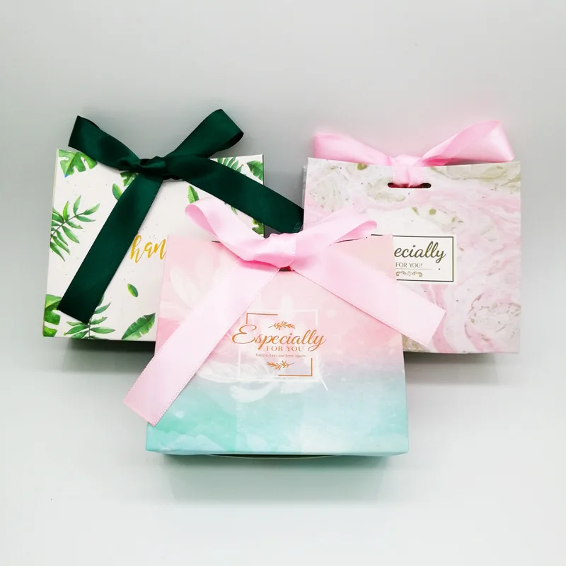 10 шт., изысканная Подарочная коробка, маленькая бумажная коробка для конфет, свадебные подарочные коробки, подарок на день рождения, Сумка с лентой, спасибо, сумки