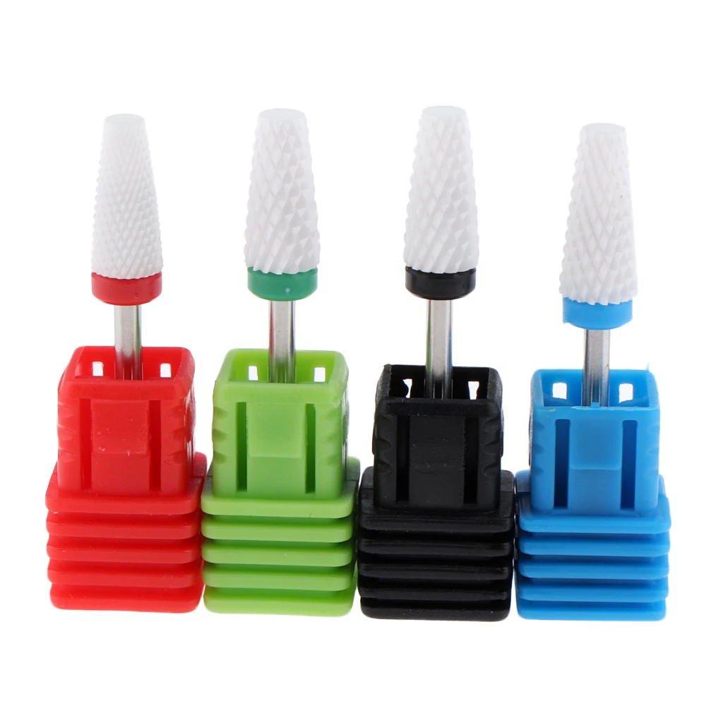 4 Pieces Fine Medium Coarse Electric Ceramic Nail Drill Bit Manicure Grinding Tool Cuticle Clean Dead Skin Gel Remover