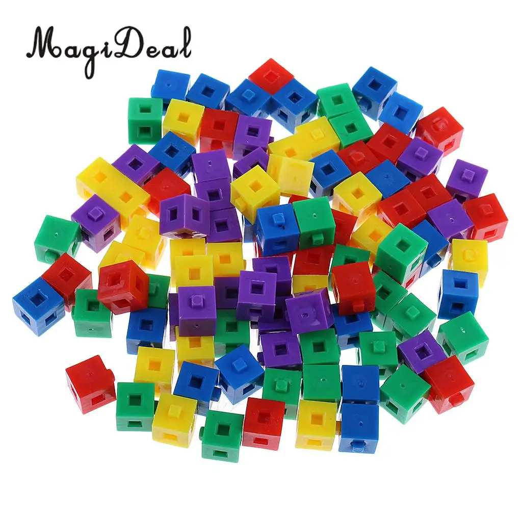 MagiDeal 100Pcs/Pack Plastic Kids Children Stacking Cube Building Kit Pop Linking Cubes for Party Fun Intelligence Toy 1cm