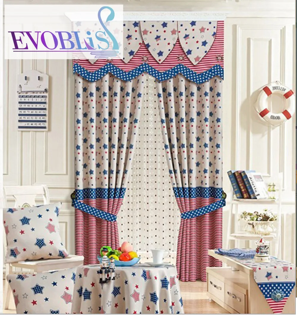 Ice cream candy color children's room pastoral printing curtains for