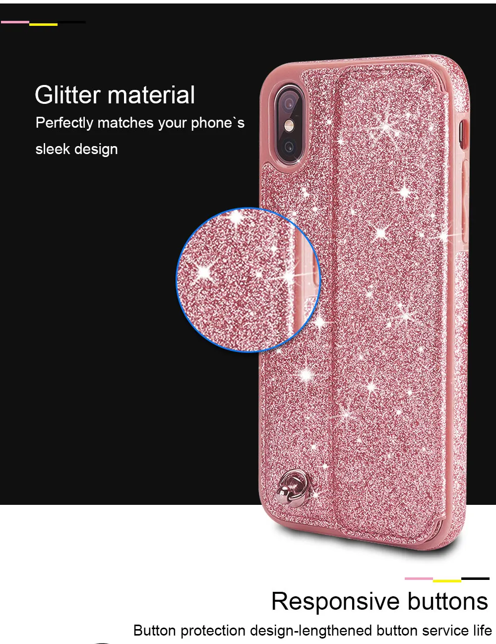 Portefeuille For iPhone 7 Case With Card Holder Glitter Leather Card Slot Flip Wallet Cover For iPhone X 8 Plus 6 6S Accessories (3)