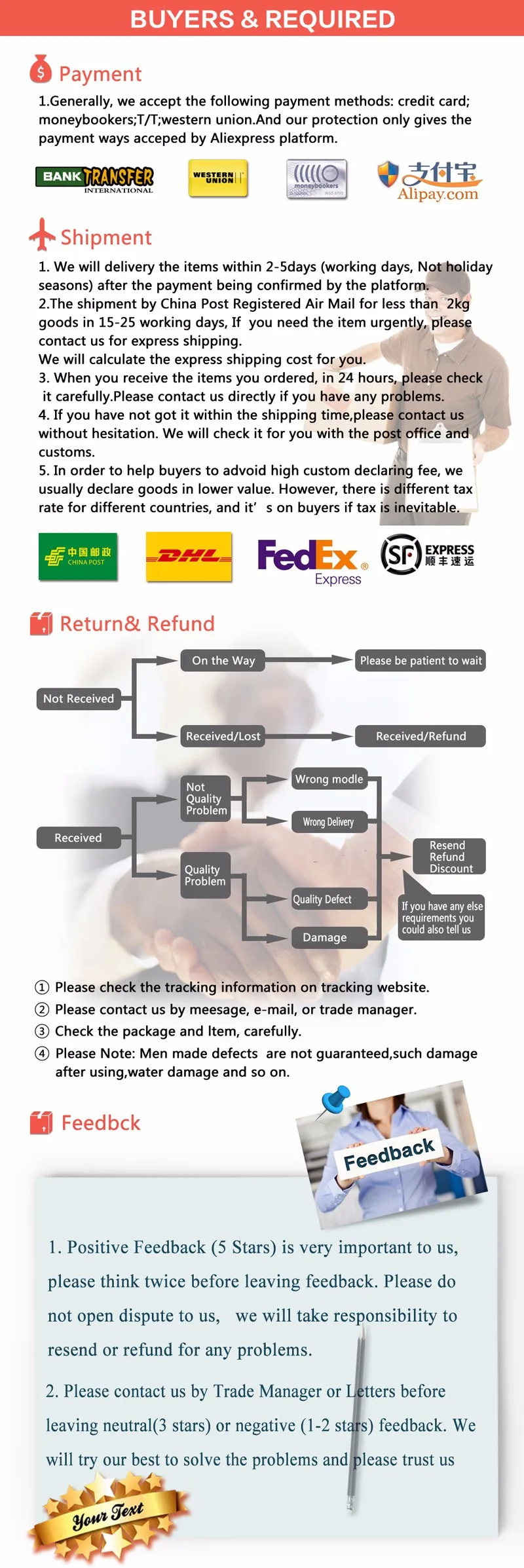 AE payment shipping