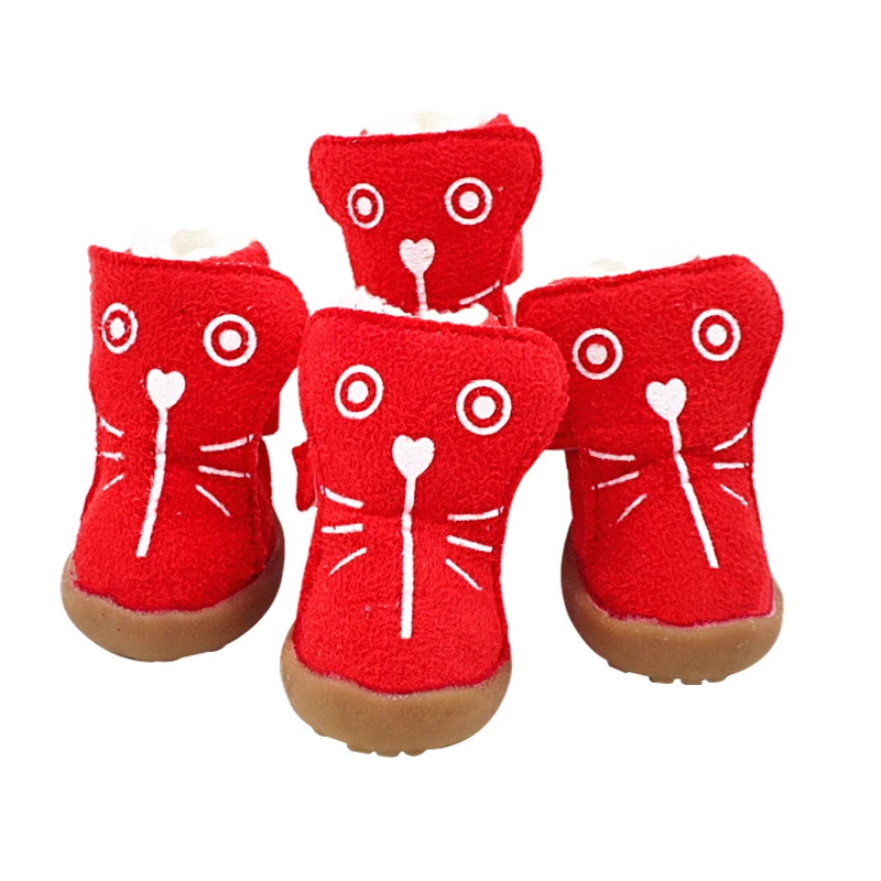 Us 778 32 Offkleine Hund Schuhe Winter Warme Stiefel Pet Schuhe Für Hunde Und Katzen Nette Katze Schuhe Welpen Schnee Stiefel Wasserdicht Rot