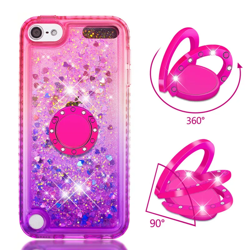 

New Diamond Gradient Bling Quicksand TPU Phone Cases For iPod Touch 7 (2019) Touch 6 Touch 5 Ring Buckle Shell Cover
