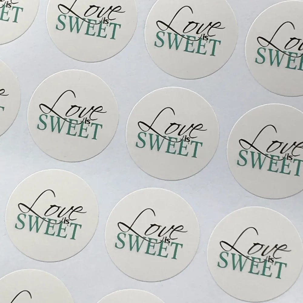 5000 шт белая бумага &quotLOVE IS SWEET&quot наклейки круглые 3 диаметра клейкие