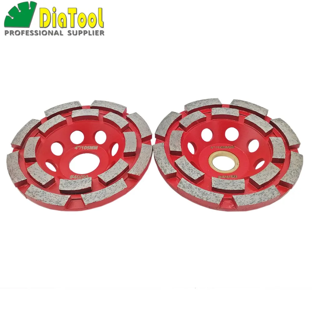 DIATOOL Diameter 100mm Diamond Double Row Cup Wheel For Concrete Abrasive Material, 4inch Grinding Wheel, Bore 22.23mm