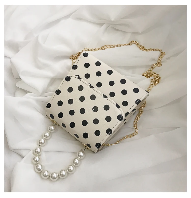 Cena Mini perła Poka yoke Dot torba 2019 New Fashion Street pojedyncze proste projekt wyczyść ramię ukośne torba cekiny gwiazda torebka z łańcuszkiem