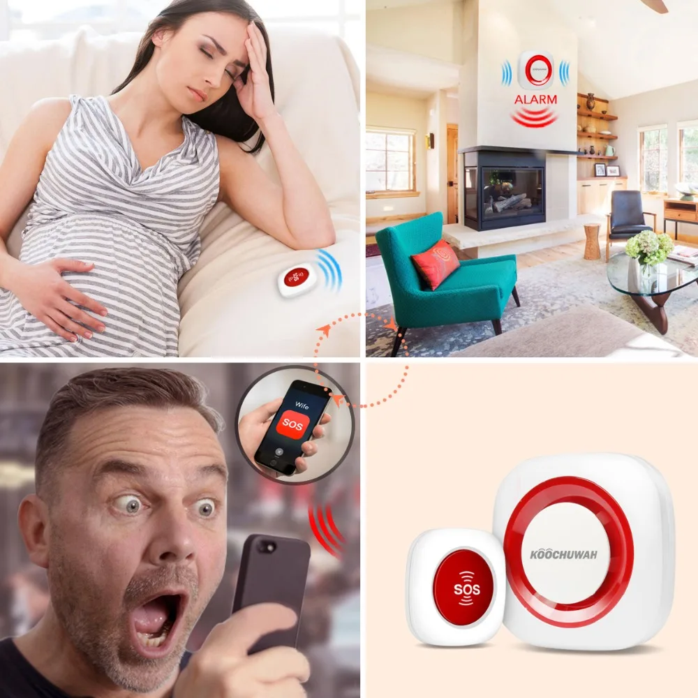 Wireless Panic Alarm Button For Elderly GSM Home Emergency Alarm System with SMS&Call Alert Home Security