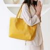 Women Luxury Bag Casual Tote Female Lemon Yellow Fashion Shoulder Handbag Lady Cowhide Genuine Leather Shoulder Shopping Bag ► Photo 3/6