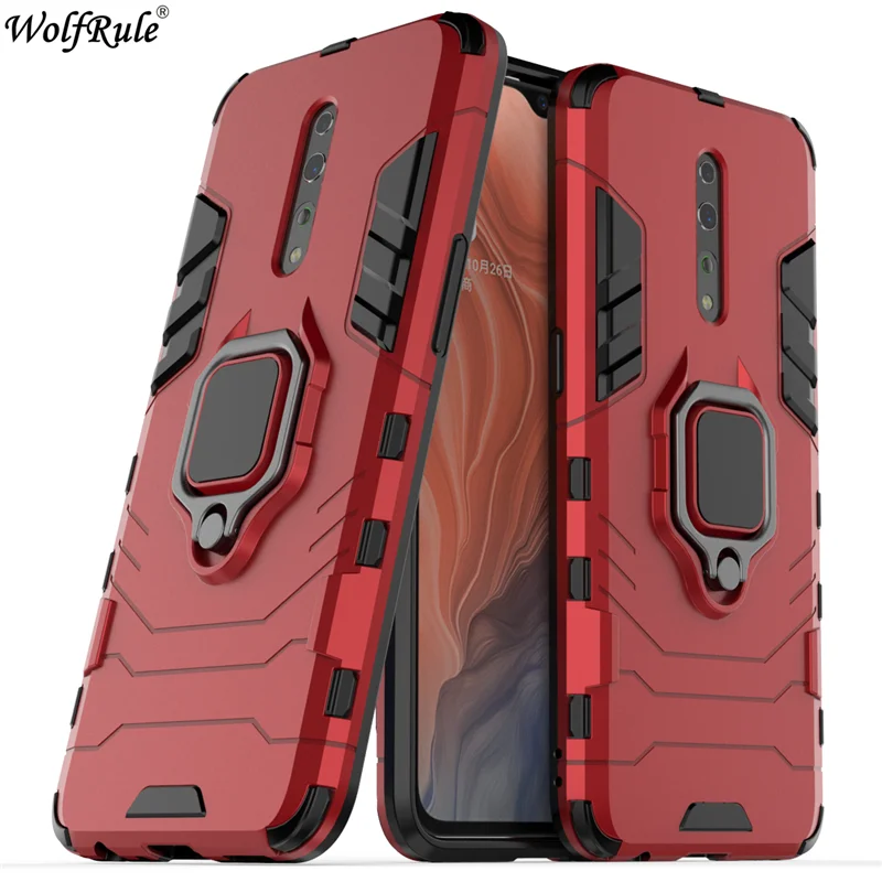 

WolfRule Phone Case Oppo Reno Z TPU Hard PC Case Ring Holder Stand Magnetic Armor Case For Oppo Reno Z Shell Reno Z PCDM10 6.4"